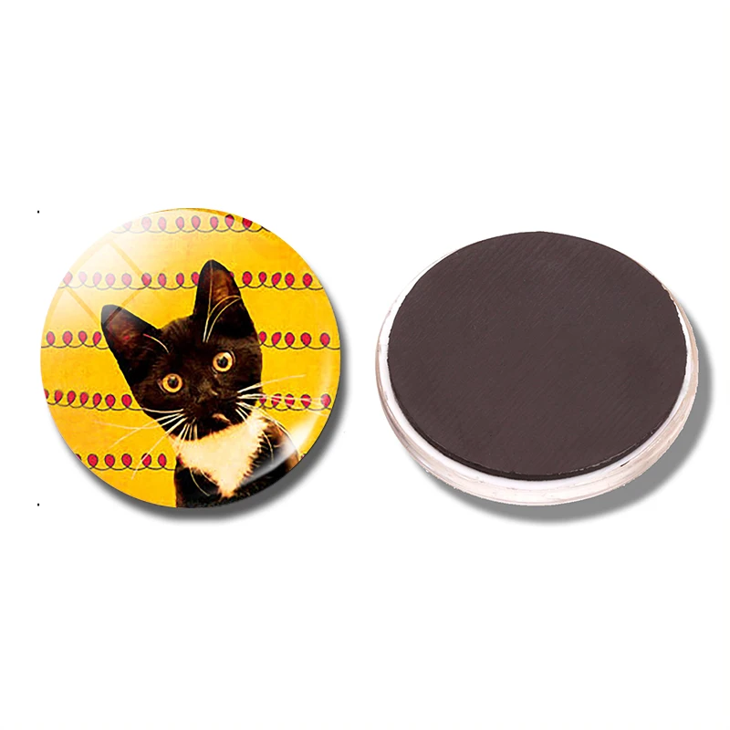 Магнит на холодильник с изображением черной кошки 30 мм|fridge magnet|magnetic refrigeratorhome decor |