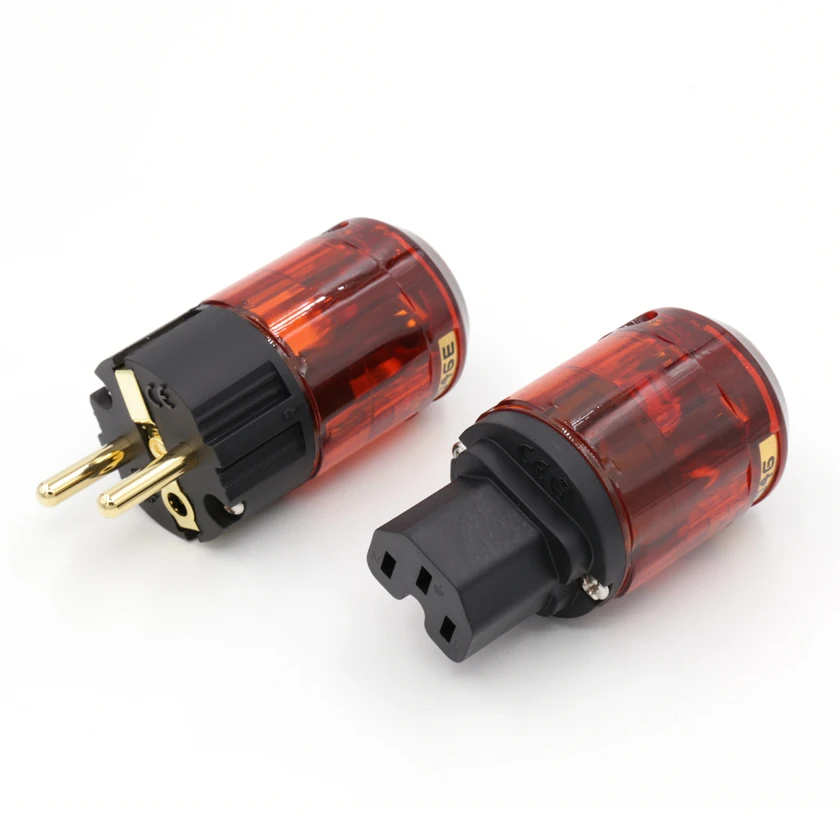 Пара P046E + C04624K позолоченный штекер питания Schuko разъем IEC гнездовой DIY сетевой шнур