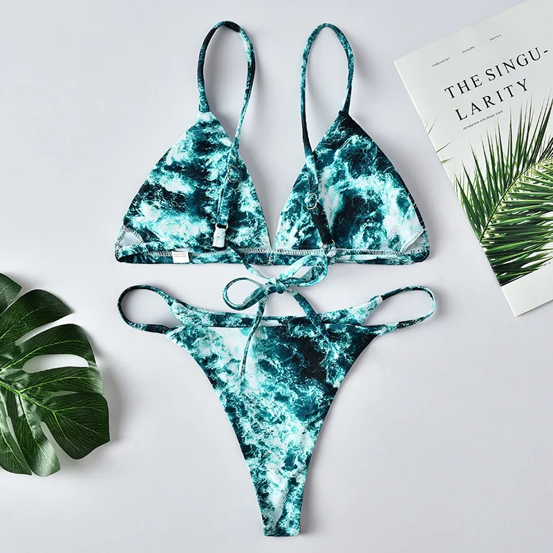 Микро бикини женский сексуальный винтажный Купальник бразильские стринги набор