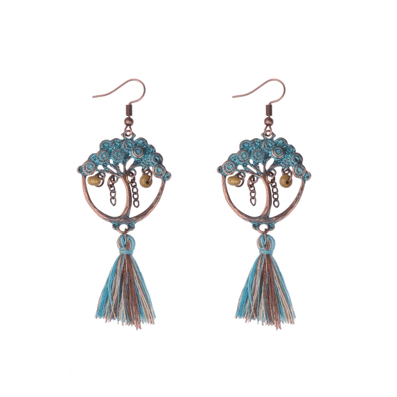 Женские винтажные серьги с бусинами Jhumkas Gypsy Green HQE915 этнические большие круглые в