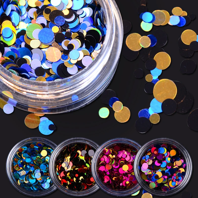 1 коробка для украшения ногтей круглые блестящие блестки яркие ультратонкие УФ