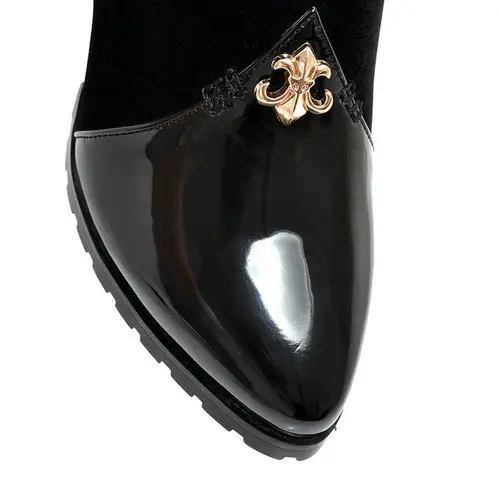 Новинка средний-икры толстый каблук сапогах с острым носом платформа