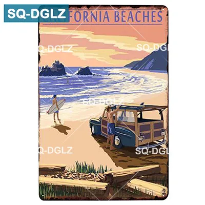 [SQ-DGLZ] Summer Hawaii Metal Tin Sign Aruba Plaque Paint Australia Wall Decor Beach Painting Plaques - Color: 1738