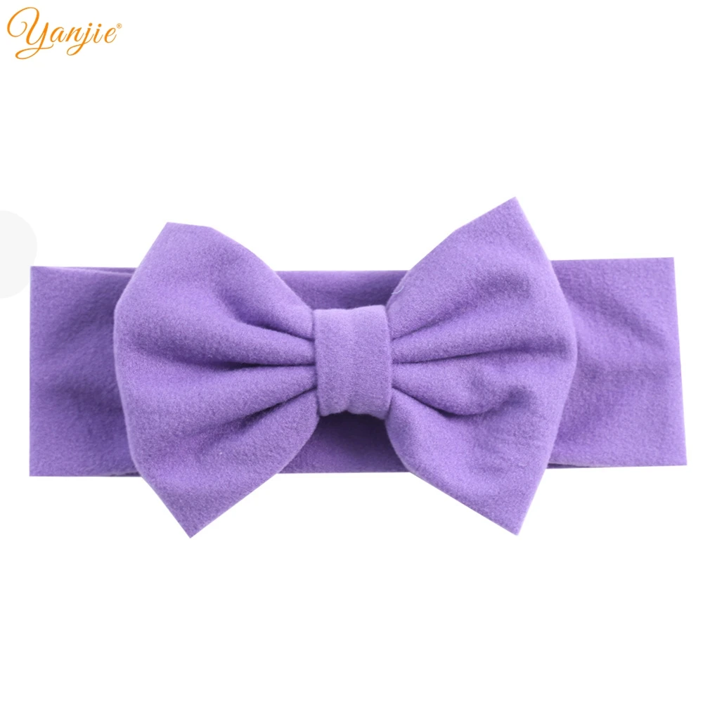 lavender Новое поступление года, мягкая хлопковая головная повязка из микрофибры для девочек на весну-лето, Детские эластичные головные уборы с бантом, аксессуары для волос в виде тюрбана - Цвет: lavender