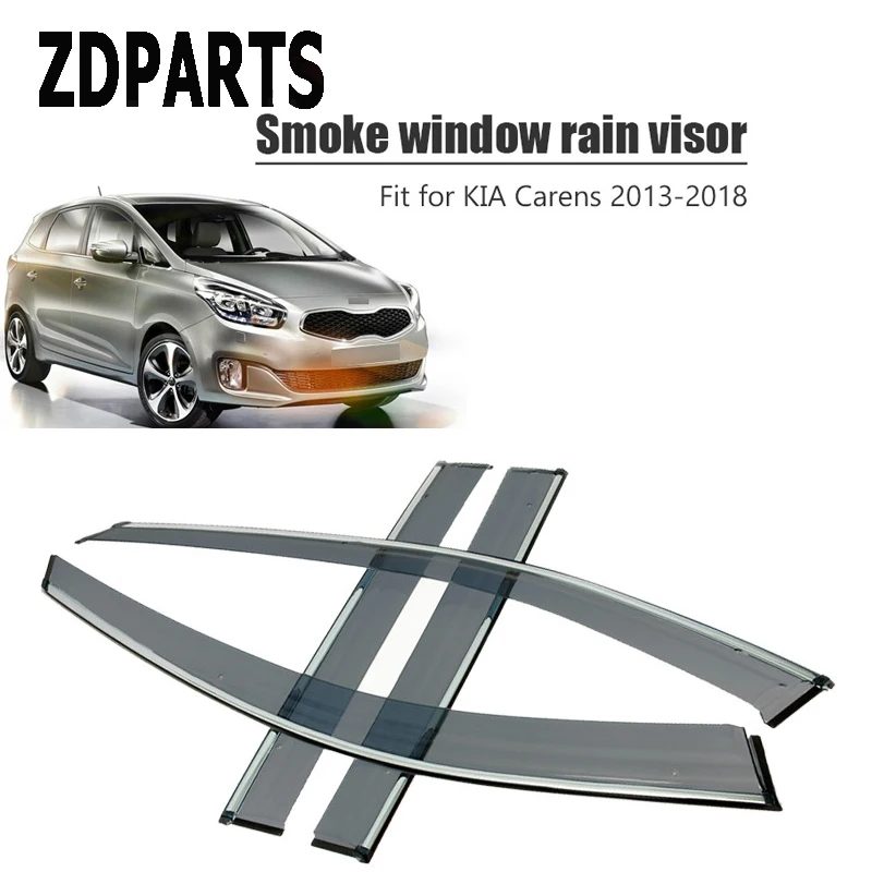 

ZDPARTS 4pcs Car Wind Deflector Sun Guard Rain Wind Vent Visor Cover Trim Accessories For Kia Carens 2013 2014 2015 2016 2017