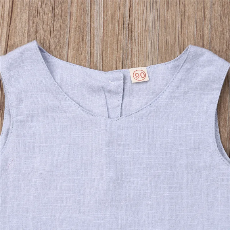 2 шт. льняные топы и брюки для девочек с вырезами|Комплекты одежды девочек| |