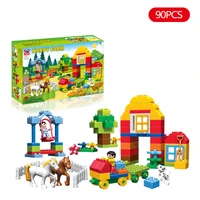 90pcs large particles happy animals farm building blocks diy sets animal model bricks kids toys for children gift