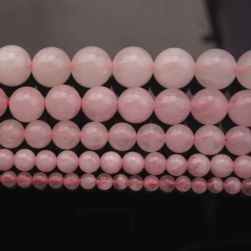 Natural Rose Quartz Stone Round Loose Bead Pink Crystal Semi-precious For Jewelry Making DIY Bracelet Necklace 3mm-12 mm HK065 | Украшения