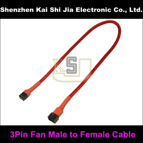 Free Shipping Quality Multicolor Sleeved 3 Pin Fan Male to Female Extention Cable - 30cm | Компьютеры и офис