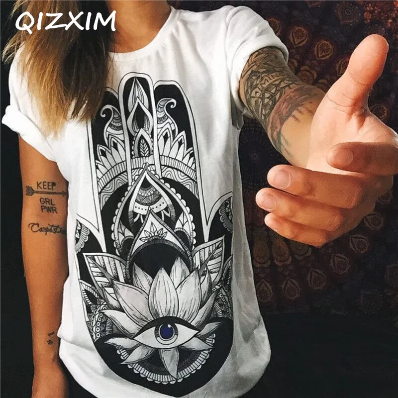 Женская футболка в европейском стиле модная свободная с индивидуальным принтом