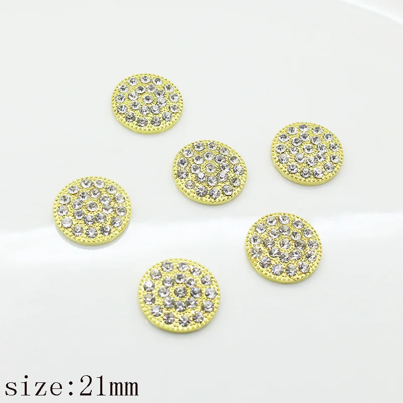YWXINXI Redondo cristales botón oro Металл ajuste bandeja диаманты DIY joyeria vestido boda decorar 10 шт./se | Украшения