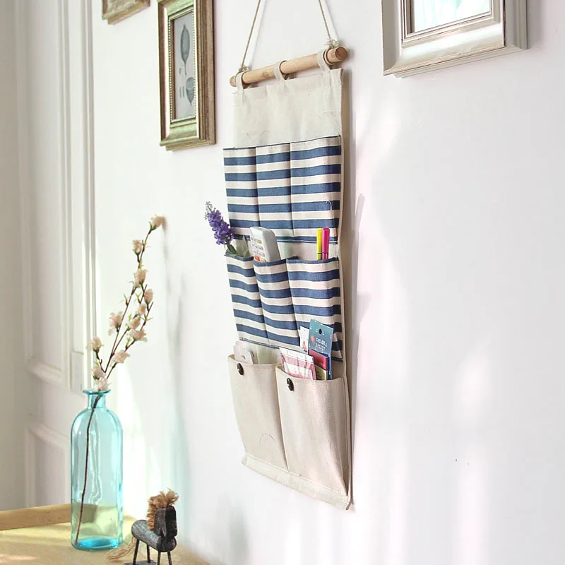 Настенная сумка для хранения в полоску карманный подвесной держатель корзина