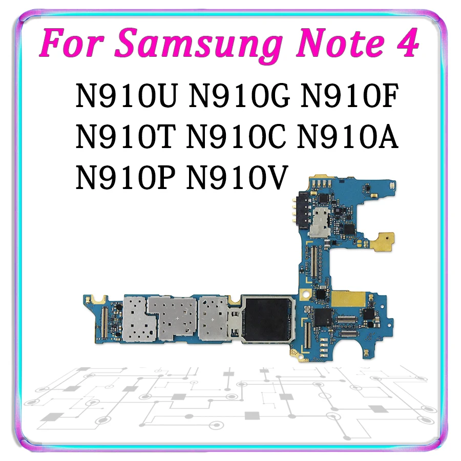 Оригинальная разблокированная материнская плата для samsung Note 4 N910U N910G N910F N910T N910C N910A N910P N910V с чипом