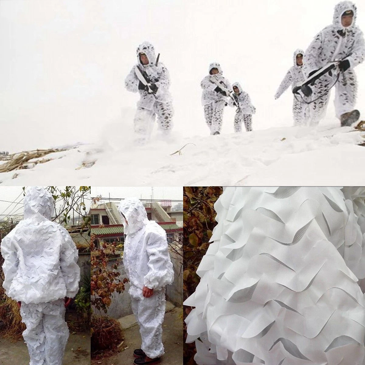 3D Ghillie снежное камуфляж Охота одежда куртка Брюки для девочек Тактический HAT