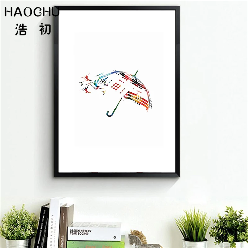 HAOCHU акварельные абстрактные птицы летающие настенные картины на холсте
