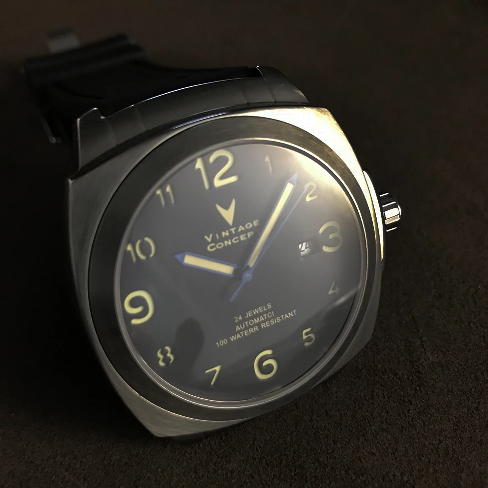 Модные мужские автоматические часы San Martin с сапфировым стеклом 100 м