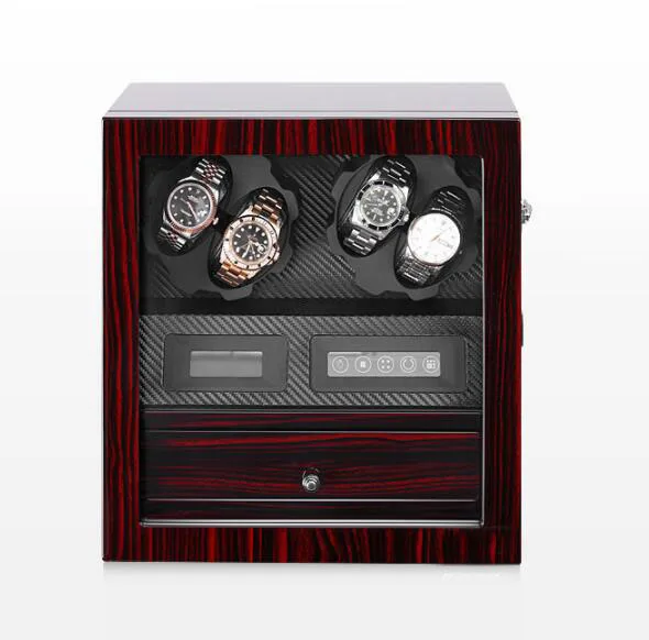 Супер Люкс 4+ 5 часы winder box Дисплей Шкаф для хранения светодиодный алюминиевый мотор авто Электрический вращающийся чехол