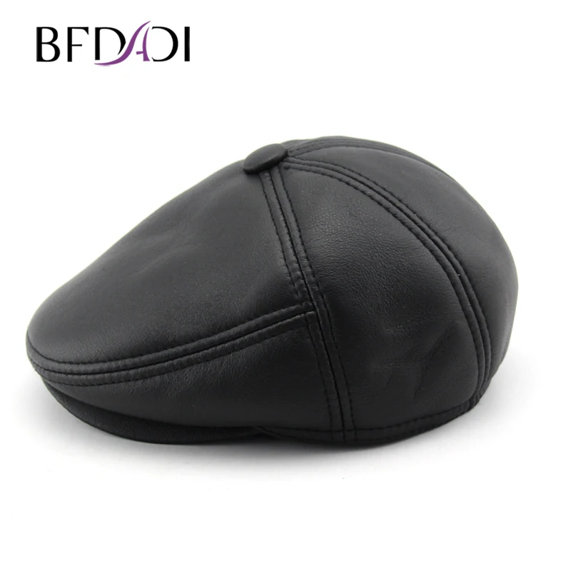 

BFDADI 2021 Brand New Arrival Baseball Newsboy Cap Winter Men Warm Hat Hunting Golf Caps With Faux Leather Size 57 58 59 60 61cm