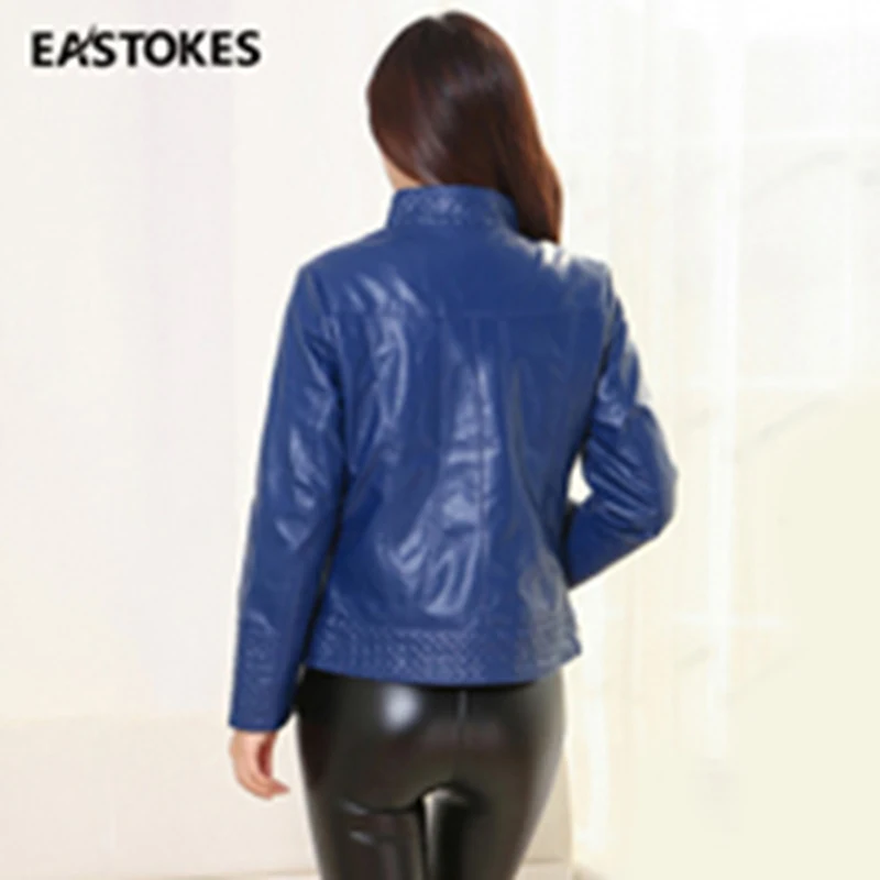 2018 весенние и осенние модели кожаная куртка с воротником повседневное дамское