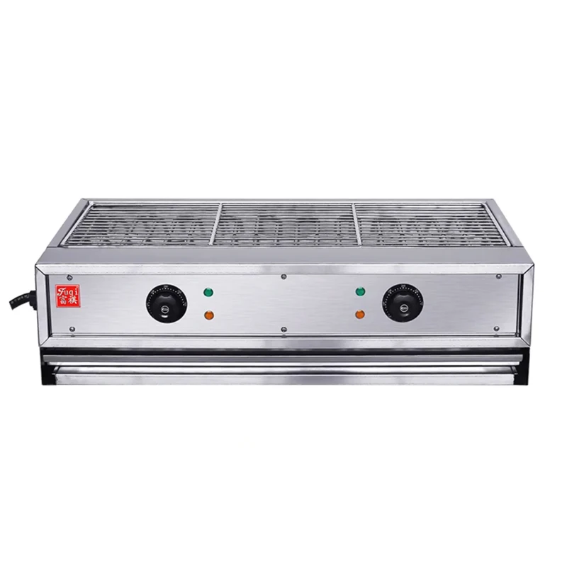 

Commercial Smoke-free Green Desktop Electric Hot Grill Stainless Steel Kebab Oysters Electric Somkeless Grill 0.7m