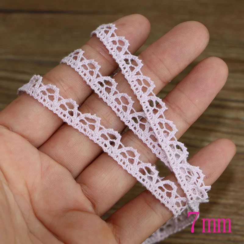 7MM pink 20YARD 1 см 20 ярдов хлопчатобумажная пряжа вязание кружевные аксессуары Кружевной Край DIY Ручная работа одежда, скатерть, диван, ткань занавески материал - Цвет: 7MM pink 20YARD