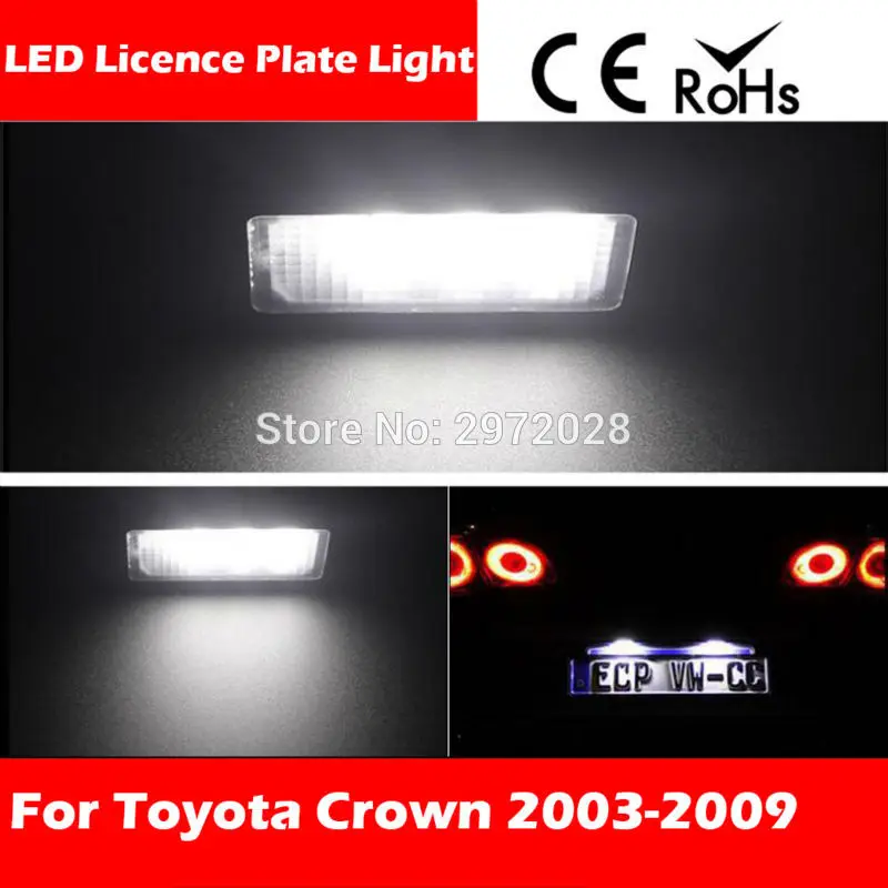 2 x LED Number License Plate Lamps Lights CANBUS OBC Error Free 18 High Power SMD For Toyota Crown 2003 - 2009 | Автомобили и