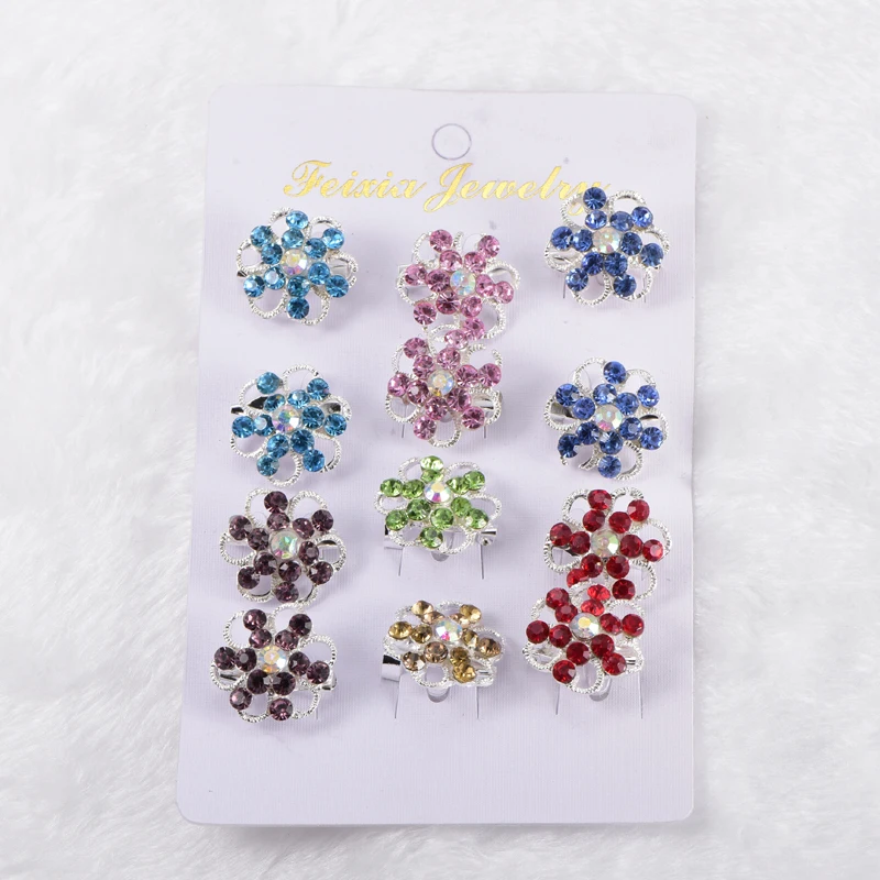 Броши в стиле хиджаба оптовая продажа 12 шт. с кристаллами виде цветов для женщин