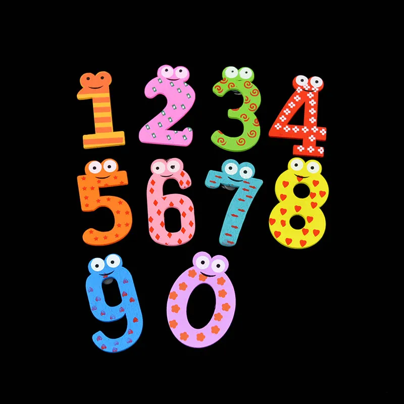 10 шт./лот милые цифры деревянный магнитный стикер для холодильника фигурка