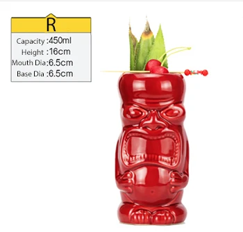 Tiki кружка Tiki стаканы керамические Гавайские кружки для вечеринок очки - Цвет: R