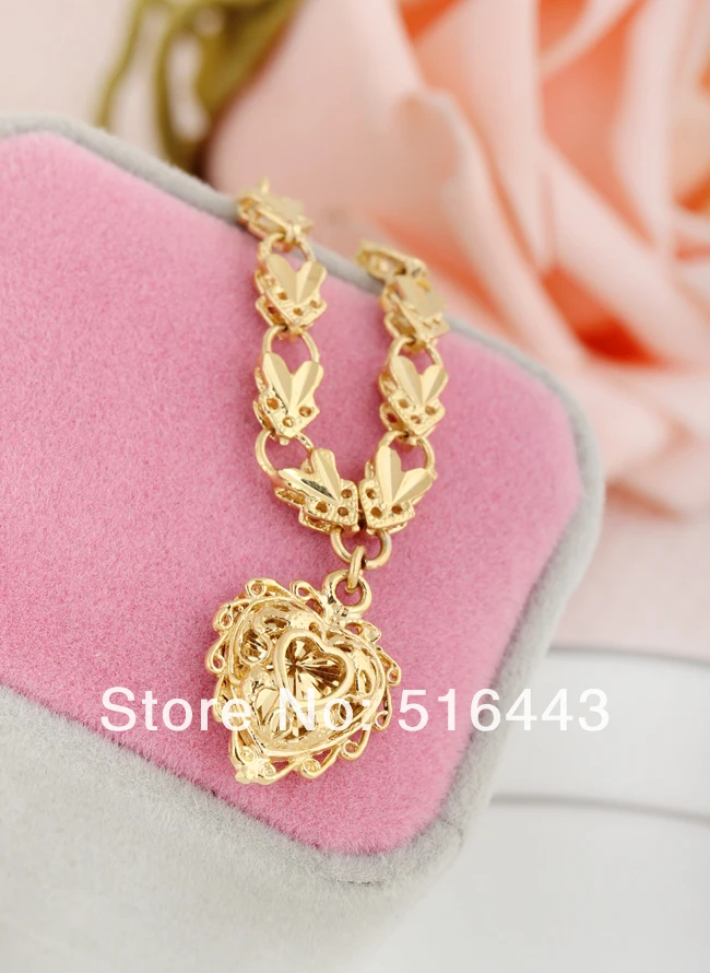 Top 18K Gold Vintage Jewelry Fashion Womens Costume Heart Necklace for Engagement Wedding A977 |
