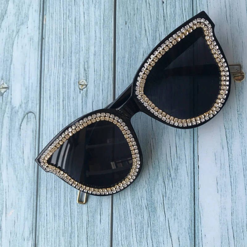 

ZAOLIHU Oversized Women Sunglasses Golden Diamond Cat Eye Female Eyewear UV400 Big Face Sun Glasses Vintage gafas