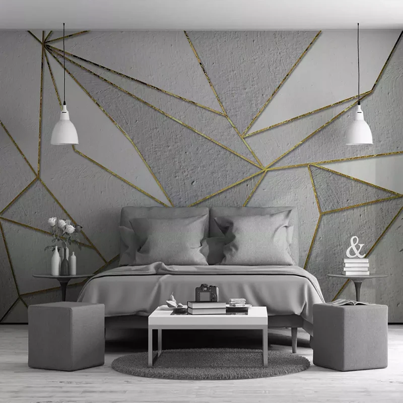Настенная бумага в скандинавском стиле индивидуальная Золотая Геометрическая