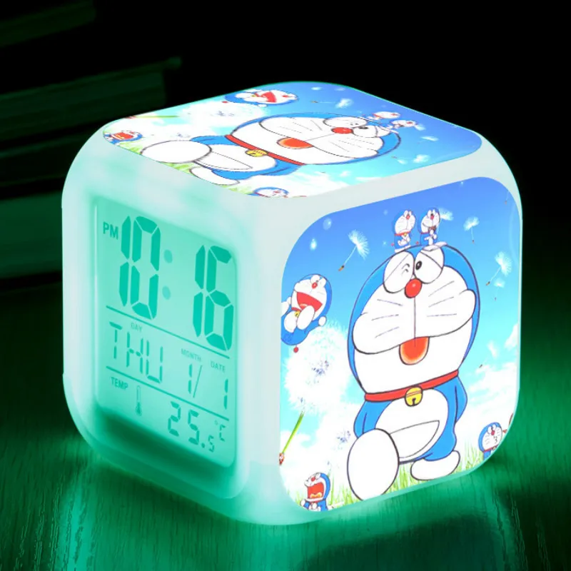 Doraemon мультфильм игрушки прикроватный детский будильник светодиодный Изменение