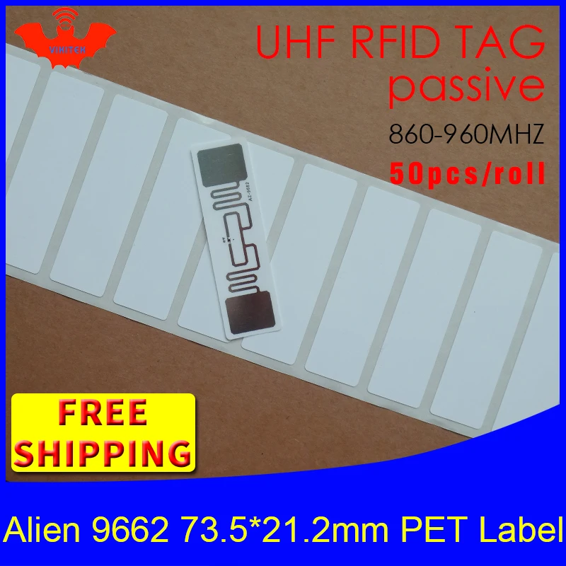 Rfid метка UHF наклейка Alien 9662 маслостойкая и водостойкая ПЭТ этикетка 915m868mhz EPC 6C 50 шт.
