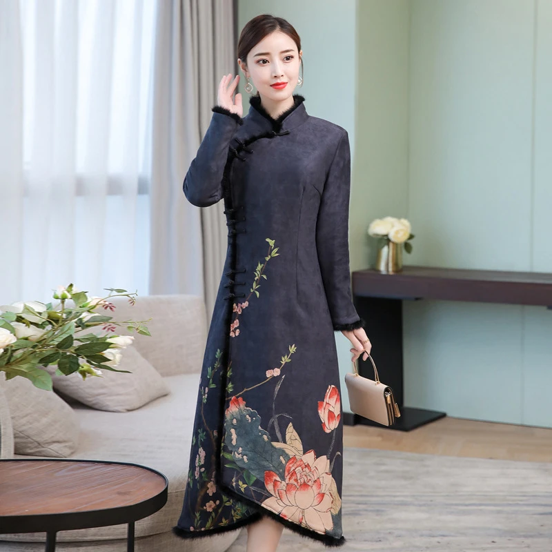 Qipao традиционное китайское восточное платье для женщин cheongsam сексуальное современное китайское платье qi pao женское азиатское платье FF1459 X