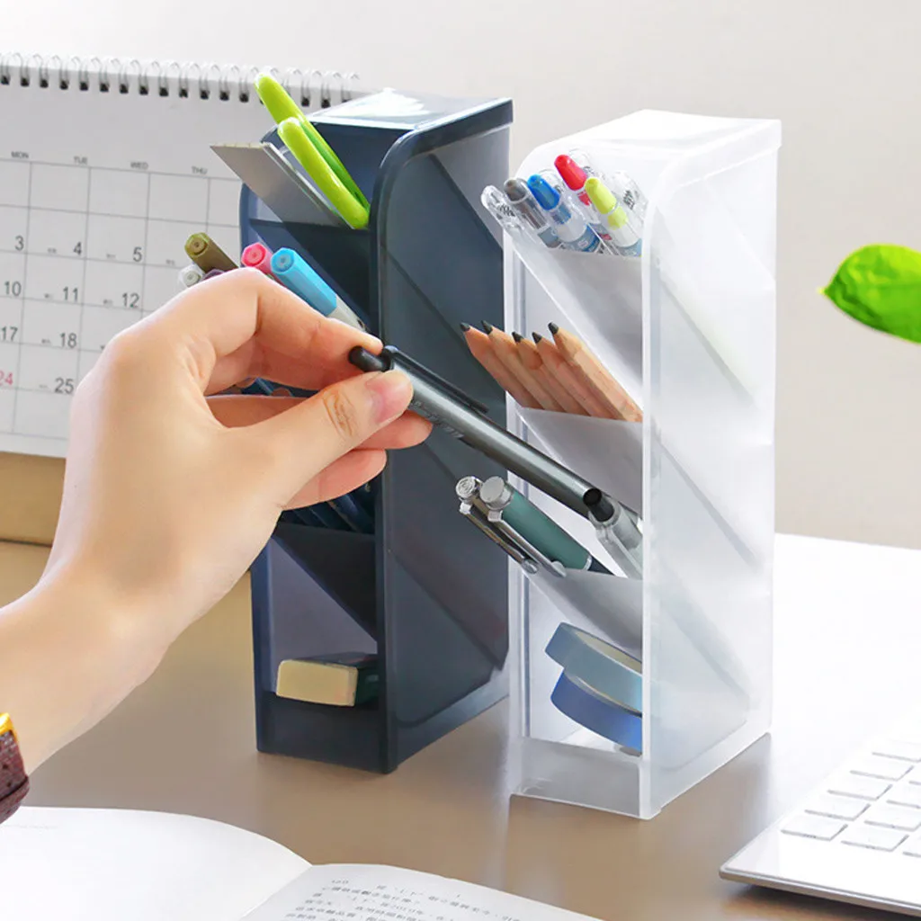 Multifunctional white 4-layer office desktop pen makeup brush storage box convenient box^30 | Storage Boxes &amp Bins