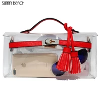 luxury pvc clear waterproof women handbags beach bag designer tassel lady bag single shoulder bag crossbody bags