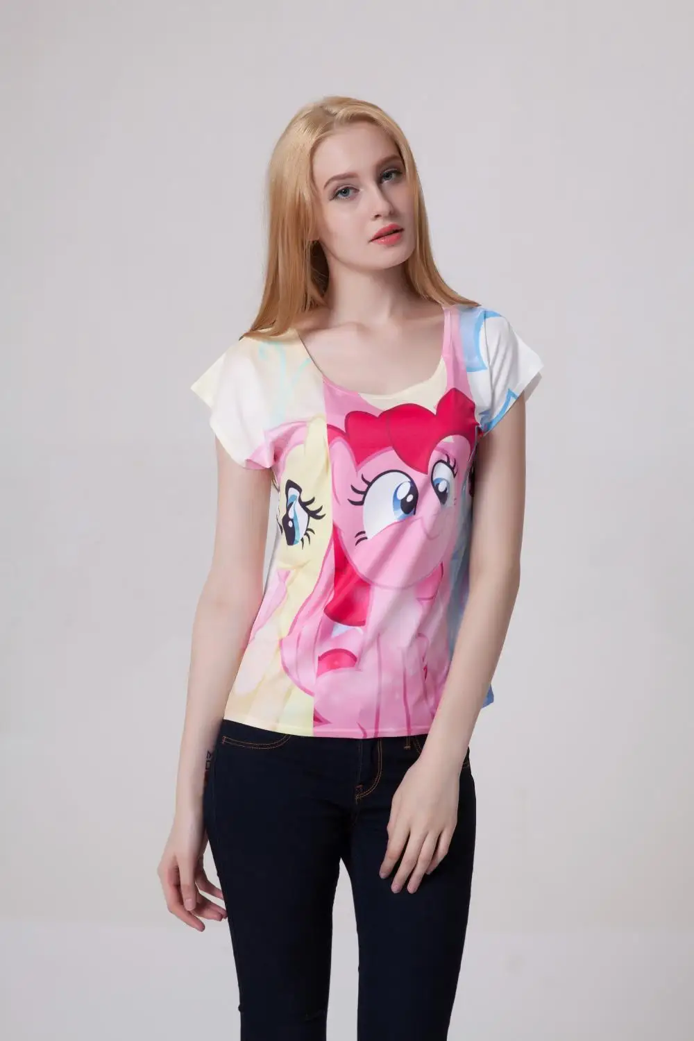 3D немного ковбои печать T рубашки женщины футболки женщина tshirt одежда свободного