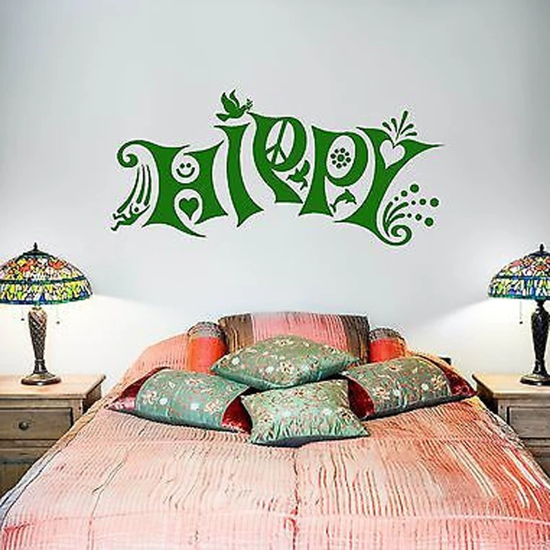 Виниловая наклейка на стену хиппи любовь музыка свобода сорняки настенные