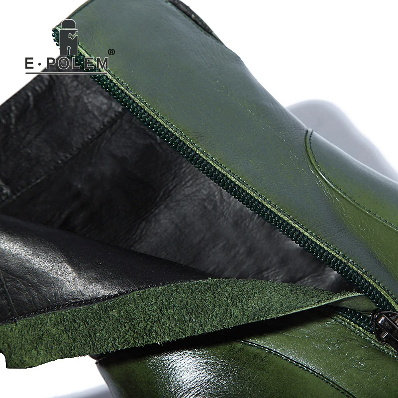 

Genuine Leather Boots Punk Ankle Boots Women High Heel Chelsea Boots Buckle Zipper Teenage Girl Boots Pointed Toe Shoes