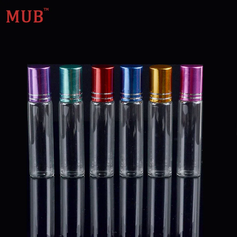 MUB 10 мл 100 шт./лот прозрачная стеклянная бутылка для эфирных масел стальные