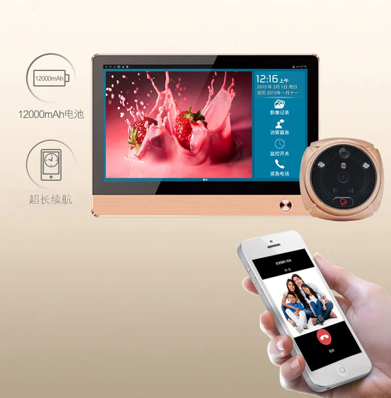 ROLLUP iHome4 распознавание лица WiFi глазок дверной просмотр и видео IP дверной звонок ИК PIR дверь HD камера Обнаружение движения Дистанционное управление