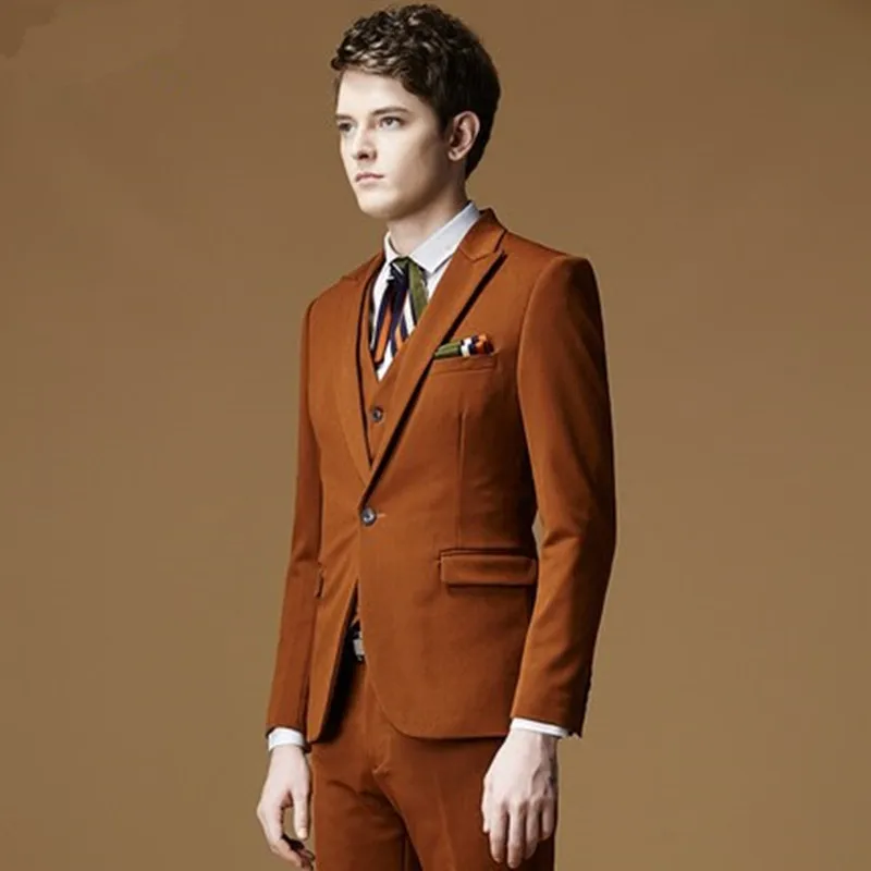 Деловой мужской костюм повседневный приталенный Свадебный жениха на одной