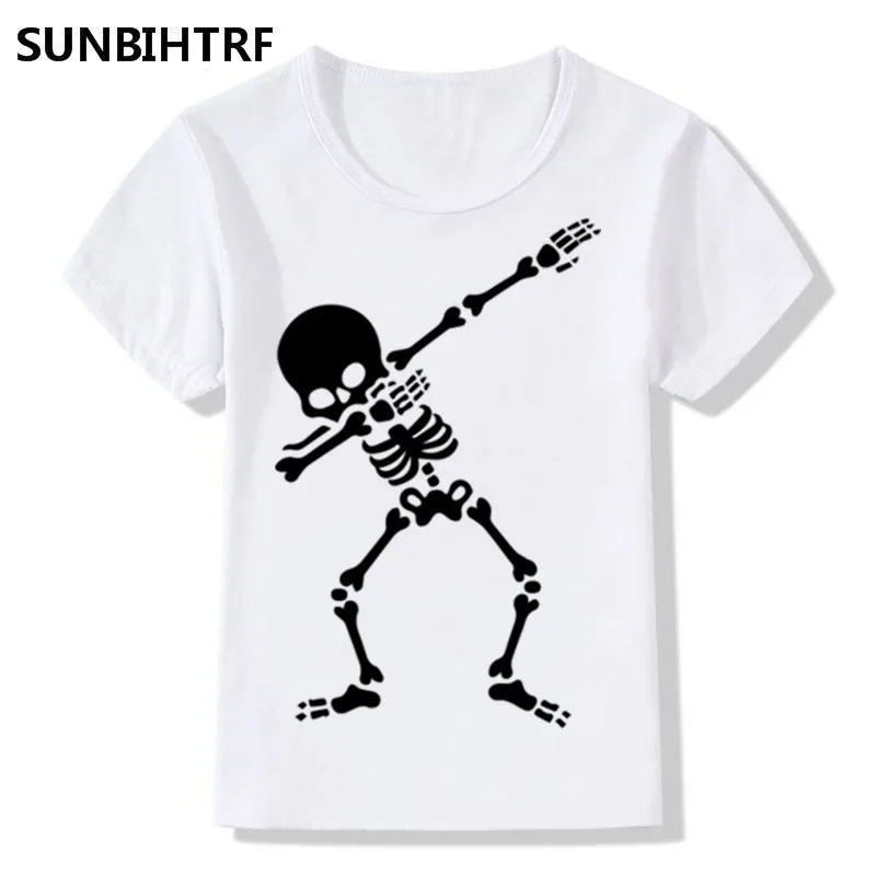 Забавная детская футболка с принтом черепа для мальчиков и девочек повседневная