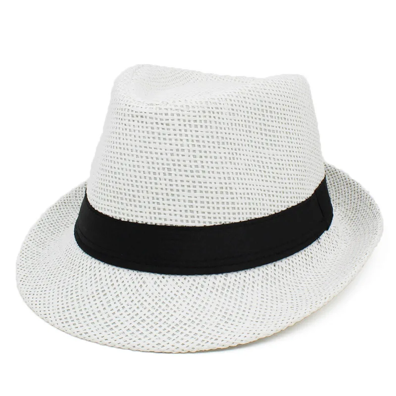 Дети Fedoras шляпа моды джаз Кепки малыш Панама Sun Кепки для девочек и мальчиков летняя Панама Подставки для фотографий CBH001 - Цвет: Белый