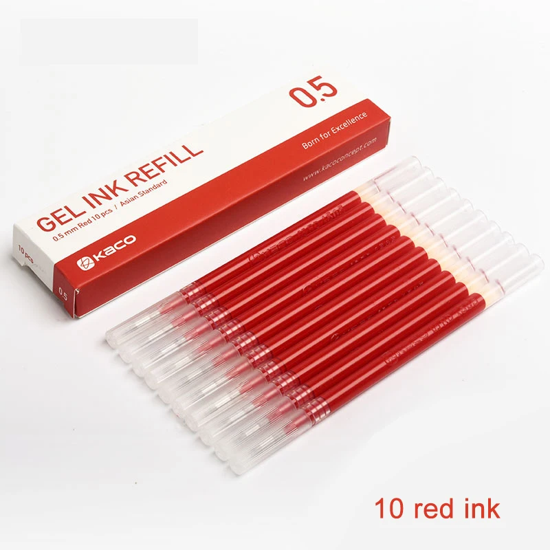 red refills Kaco чистый выдвижной гелевые ручки 0,5 мм Классическая приковывающая взгляд темно-красный/зеленый/синий/коричневого и черного цвета в стиле ретро Цветной ручки для пуля журнал 5 шт./кор - Цвет: red refills