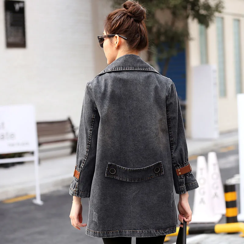 Лидер продаж 2017 весна-осень новый женский джинсовый топ двубортные Базовые