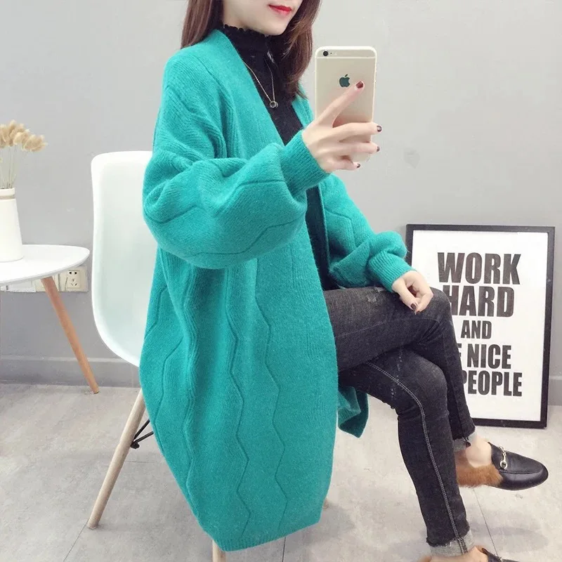 Knit Cardigan Sweater coat Women 2018 New Autumn winter Thick Warm Cashmere Loose large size Female Long LF699 |