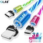 Магнитный USB-кабель OLAF 3A Быстрая зарядка светодиодный кабель Micro USB Тип C для iphone X XS Max Samsung S9 Xiaomi Магнитная Зарядка данных