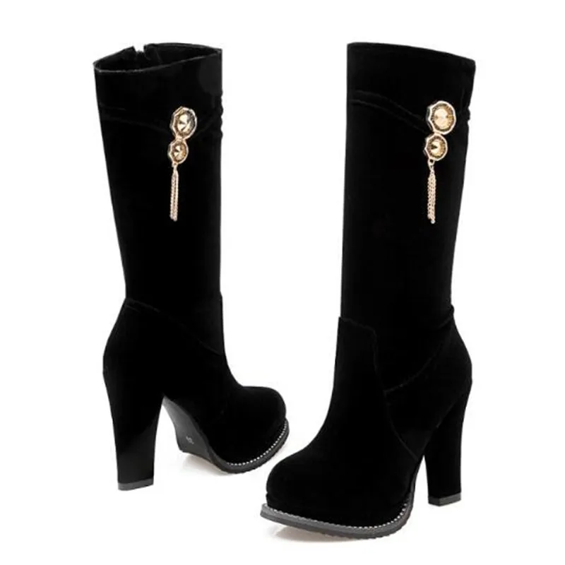 Women Boots Autumn winter New style Europe and America Suede Short boots High-heeled Side zipper Thin and thin Chivalry boots